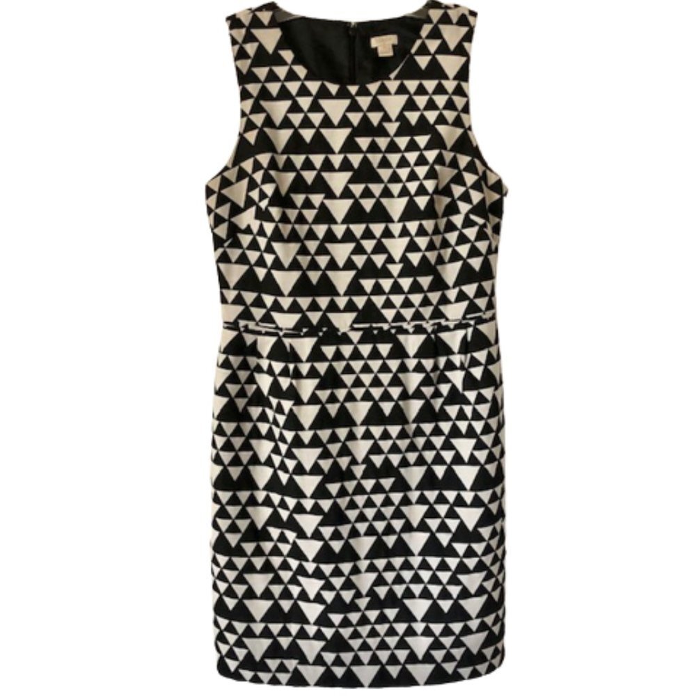 J. Crew Factory Sleeveless Geo Print Dress - Black/White - 10